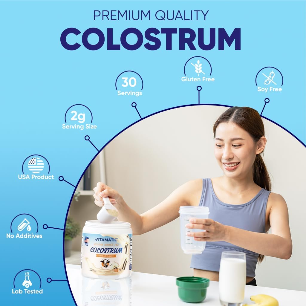 Vitamatic Bovine Colostrum 30% IgG Powder – Vanilla – 72g (30 Servings) - görsel 5