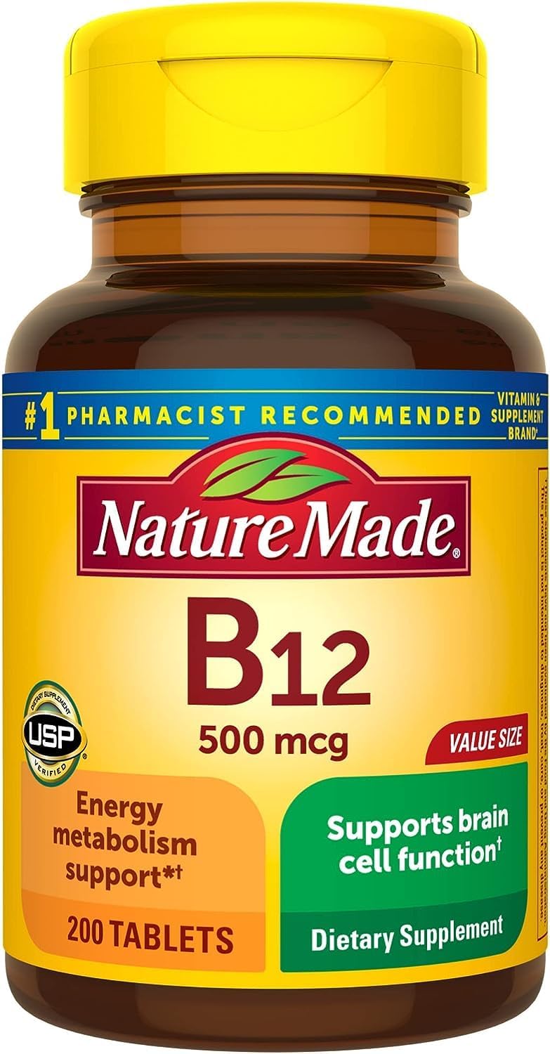 Nature Made Vitamin B12 500 mcg Tablets, 200 Count (Pack of 2) - görsel 1