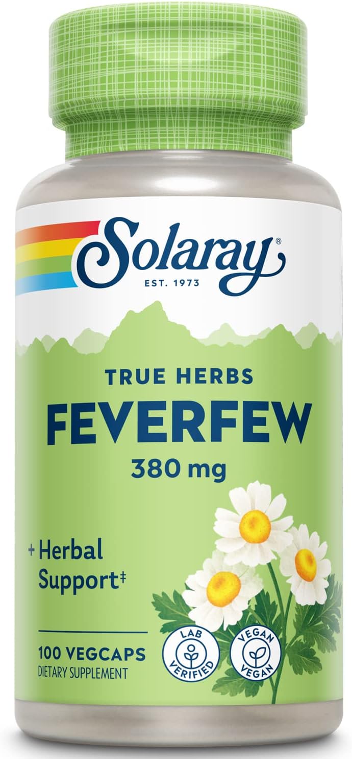 SOLARAY Feverfew Leaf 380 mg | Supports Healthy Circulation, Blood Vessel Tone & Comfort | Non-GMO & Vegan | 100 VegCaps - görsel 1