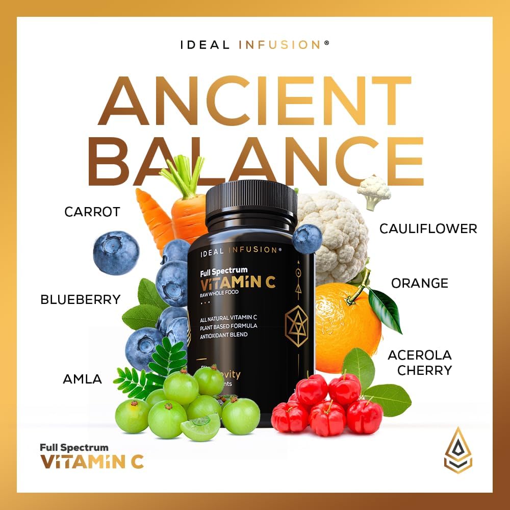Whole Food Vitamin C Supplement 675mg – Plant Based Vitamin C Complex from Organic Oranges, Acerola Cherry & Natural Fruit Cofactors – Immune & Antioxidant Support – Vegan – 120 Capsules - görsel 6