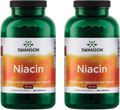 Swanson Niacin (Vitamin B3) 500 mg, 250 Capsules – Cardiovascular Support