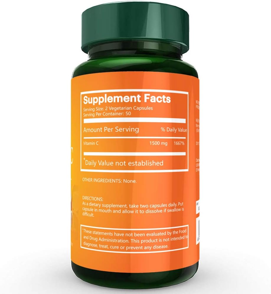 Na'trition Pure Vitamin C Vegetarian Capsules 1500mg per Serving - görsel 2