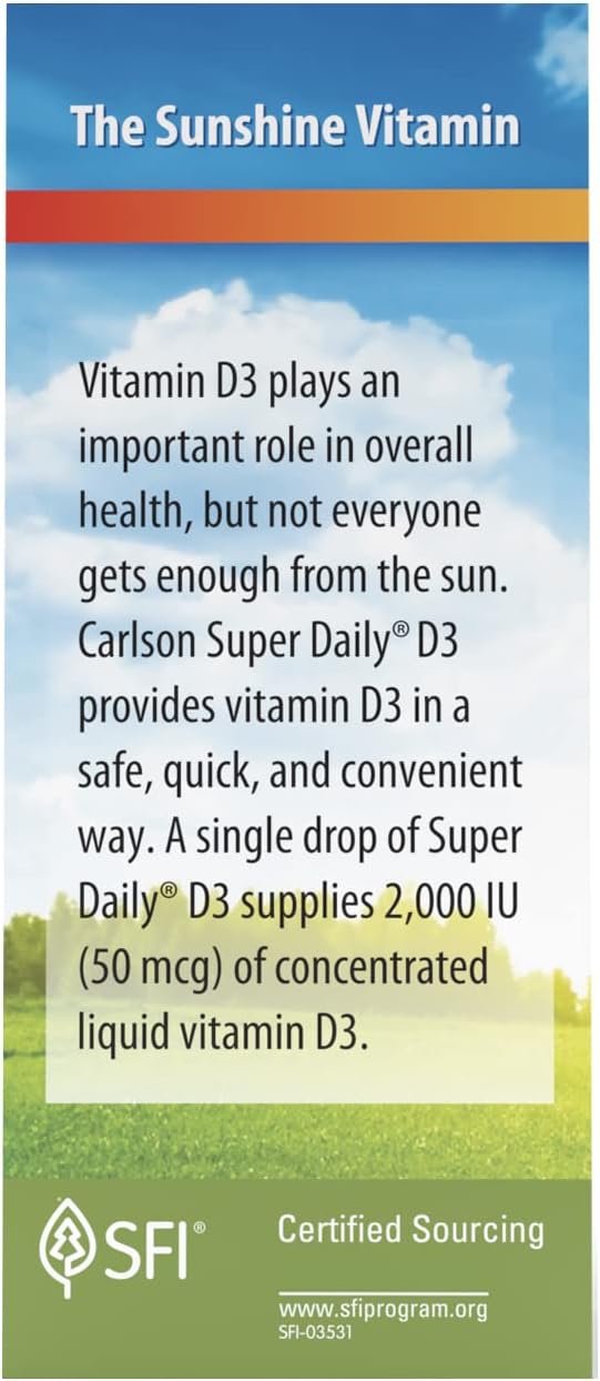 Carlson Super Daily D3 Vitamin D Drops, 2,000 IU, 365 Drops (1-Year Supply) - görsel 3