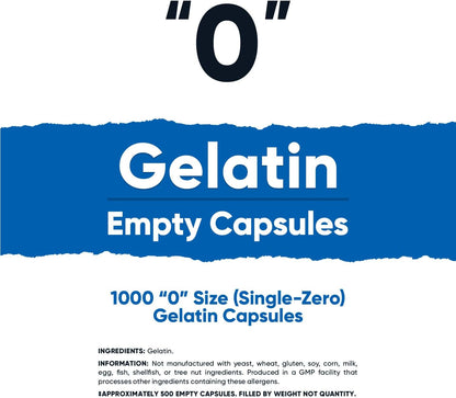 Nutricost Empty Gelatin Capsules Size 0 - 1000 Clear Capsules
