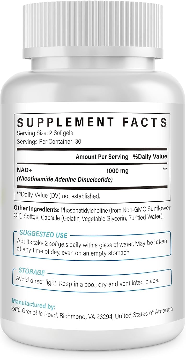 Maripolio Liposomal NAD+ 1000 mg Supplement - High Bioavailability Cellular Energy Support, 60 Softgels - görsel 3