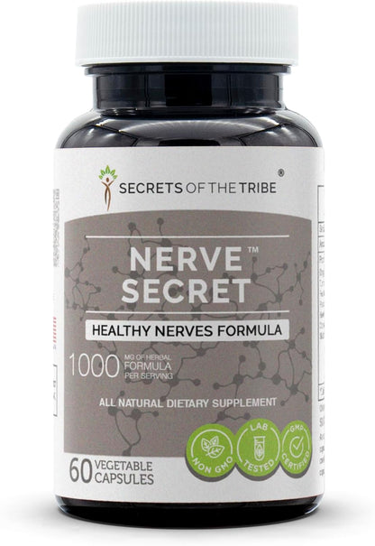 Secrets of the Tribe Nerve Secret, Nerve Support Formula, Herbal Supplement Blend (60 Capsules)