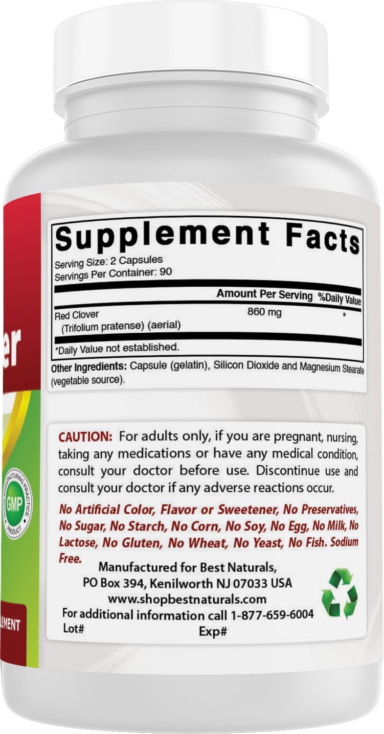 Best Naturals Red Clover 430 mg 180 Capsules - görsel 6