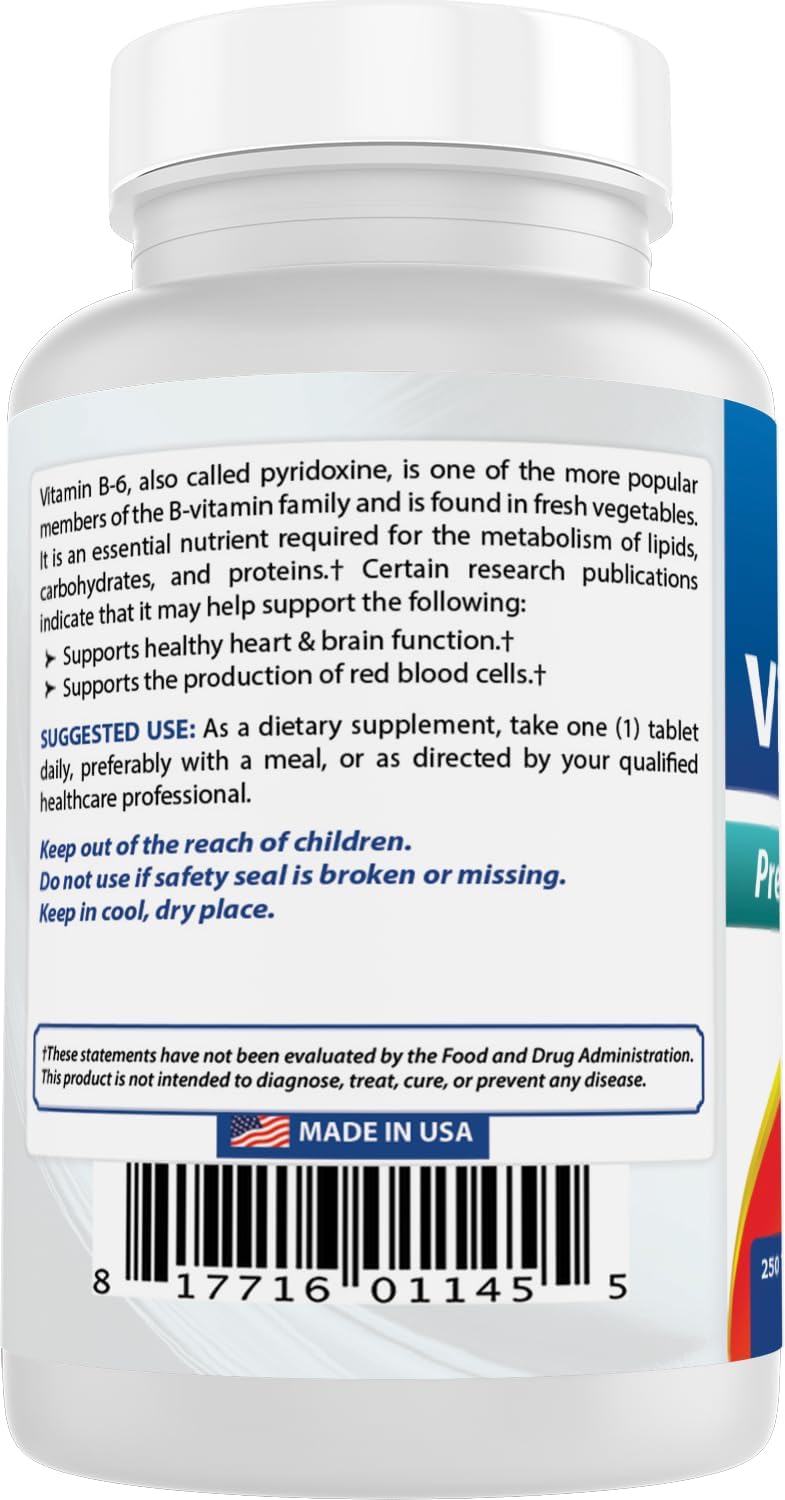 Best Naturals Vitamin B6 100 mg, 250 Tablets - görsel 7