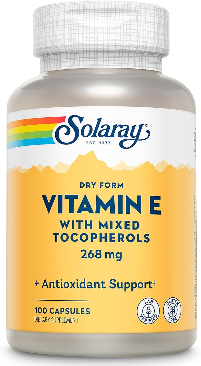 SOLARAY Vitamin E 400 IU (268 mg) - Dry Form with Mixed Tocopherols, Natural Source, 100 Capsules - görsel 1