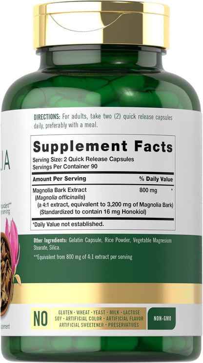 Carlyle Magnolia Bark | 180 Powder Capsules | Herbal Extract Supplement | Non-GMO, Gluten-free