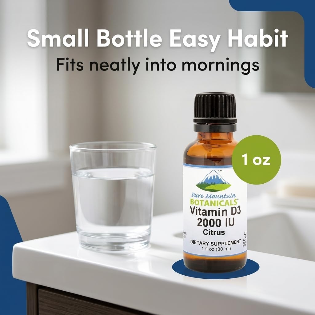 Liquid Vitamin D3 Drops – 2000 IU – Natural Orange Lemon Flavour – Pure Mountain Botanicals - görsel 4