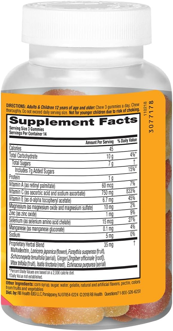 Airborne 750mg Vitamin C Immune Support Gummies for Adults, Assorted Fruit Flavour, Gluten-Free (42 Count, 2-Pack) - görsel 4