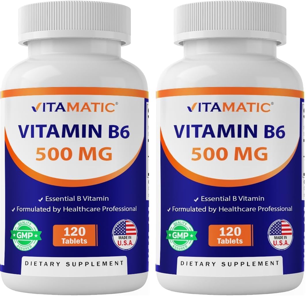 Vitamatic Vitamin B6 (Pyridoxine HCl) 500 mg – 120 Vegetarian Tablets - görsel 10
