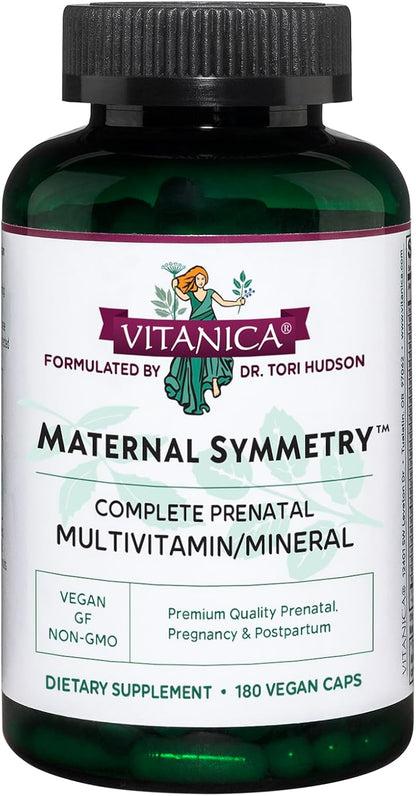 Vitanica Maternal Symmetry – Prenatal and Postnatal Multivitamin | Vegan, 180 Capsules