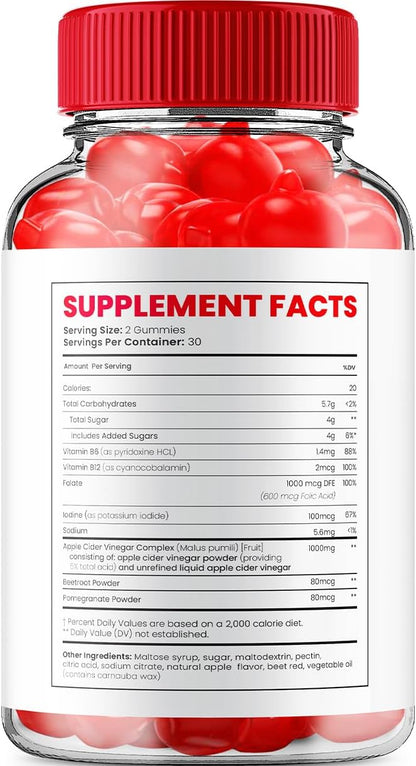 Activ Boost Keto ACV Gummies (2 Pack) - 1000mg per Serving with Apple Cider Vinegar, Vitamin B12, Beet Juice and Pomegranate Powder