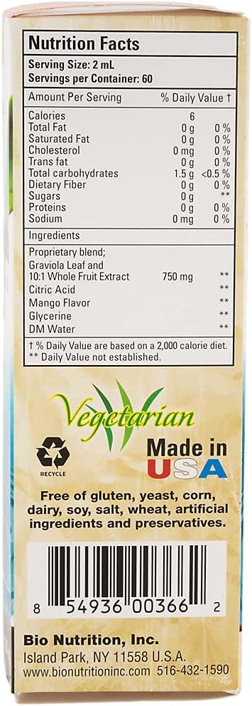 Bio Nutrition Graviola Liquid Extract – Soursop Herbal Supplement, 118 ml