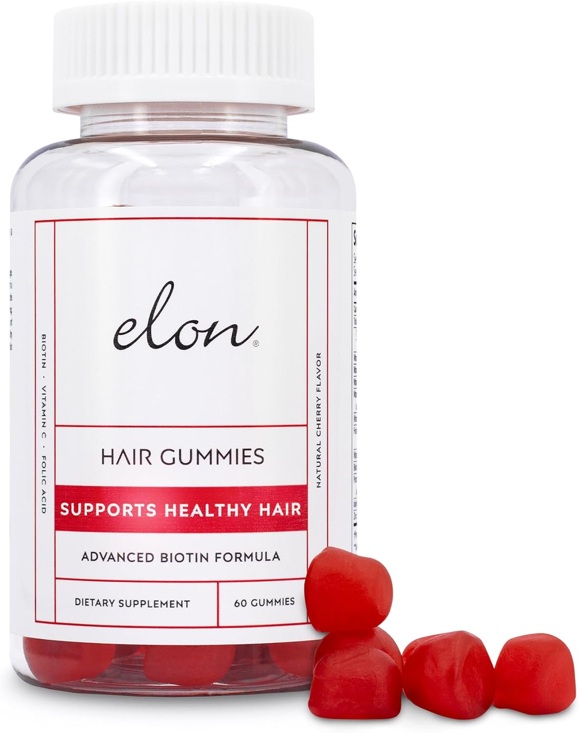Elon Biotin Gummies for Hair Growth – 5000mcg, Cherry Flavoured, 60 Gummies - görsel 1