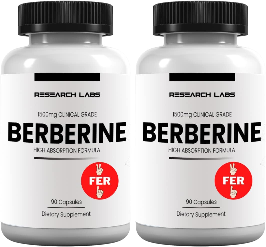 Research Labs Berberine 1500mg – High Absorption Clinical Grade Formula with BerberQuil™ Support, 180 Capsules - görsel 1