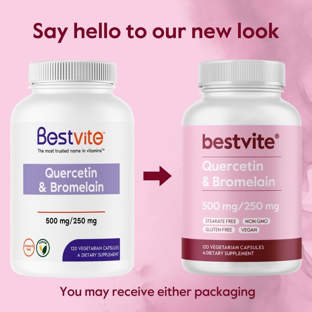 BESTVITE Quercetin with Bromelain 500mg/250mg - 120 Vegetarian Capsules - görsel 7