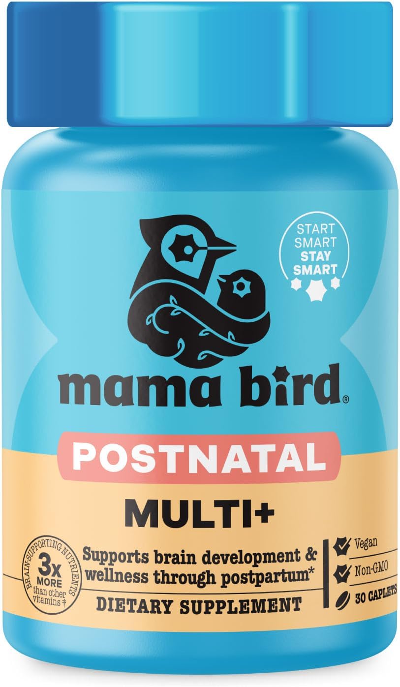 Best Nest Wellness Mama Bird Postnatal Multi+ – Postnatal Vitamins for Women – Brain Health for Mum & Baby – Methylfolate – Vegan & Gluten-free – 30 Caplets - görsel 1
