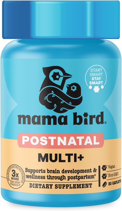 Best Nest Wellness Mama Bird Postnatal Multi+ – Postnatal Vitamins for Women – Brain Health for Mum & Baby – Methylfolate – Vegan & Gluten-free – 30 Caplets