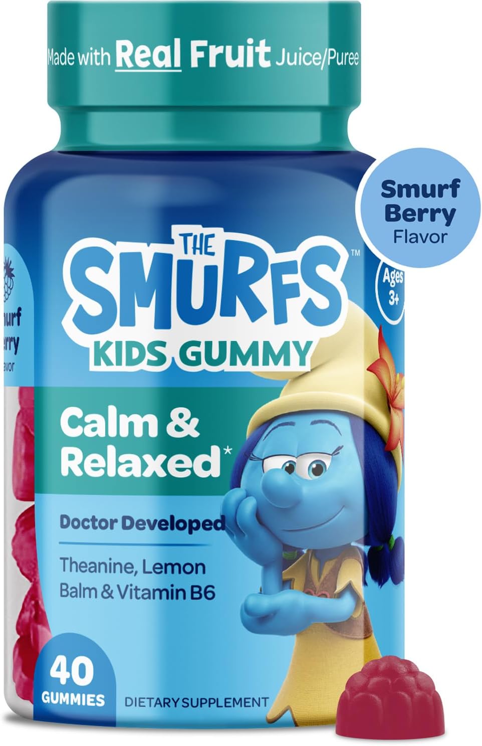 Smurfs Kids Calm Gummies | Calming Gummies with Lemon Balm & L-Theanine | Doctor Formulated | 20 Servings - görsel 9