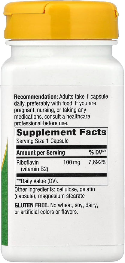 Nature's Way Vitamin B2 100 mg Capsules, 2 Pack