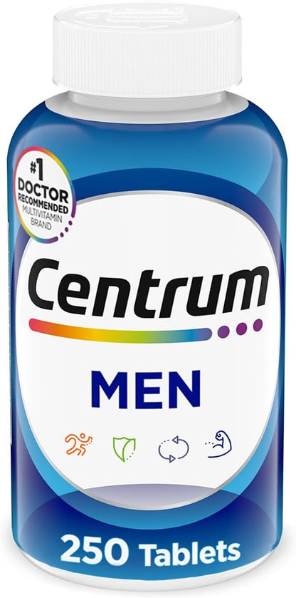Centrum Multivitamin for Men, Multivitamin/Multimineral Food Supplement with Vitamin D3, B Vitamins and Antioxidants, Gluten-free, Non-GMO Ingredients - 200 Tablets