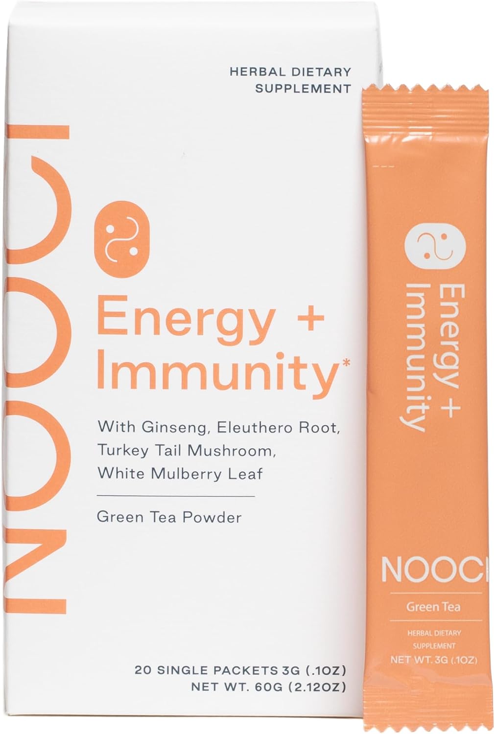 NOOCI Energy + Immunity: Natural Herbal Energy Supplement Powder with Ginseng & Turkey Tail Mushroom - görsel 1