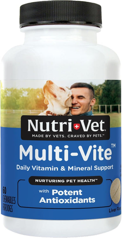 Nutri-Vet Multi-Vite Chewables for Adult Dogs - Daily Multivitamin with Minerals, 60 Chews