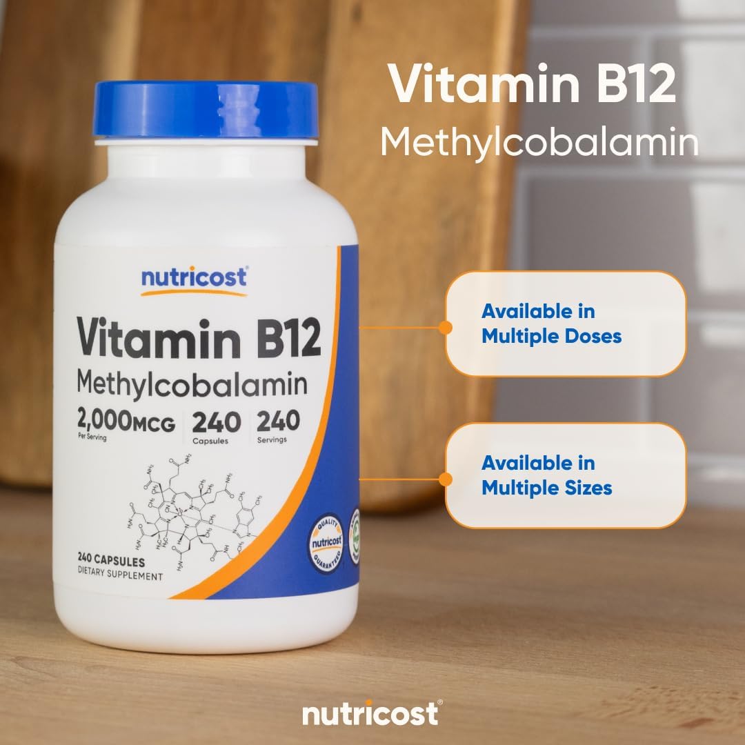 Nutricost Vitamin B12 (Methylcobalamin) 2000mcg, 240 Capsules - görsel 6