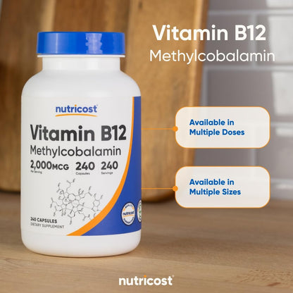 Nutricost Vitamin B12 (Methylcobalamin) 2000mcg, 240 Capsules