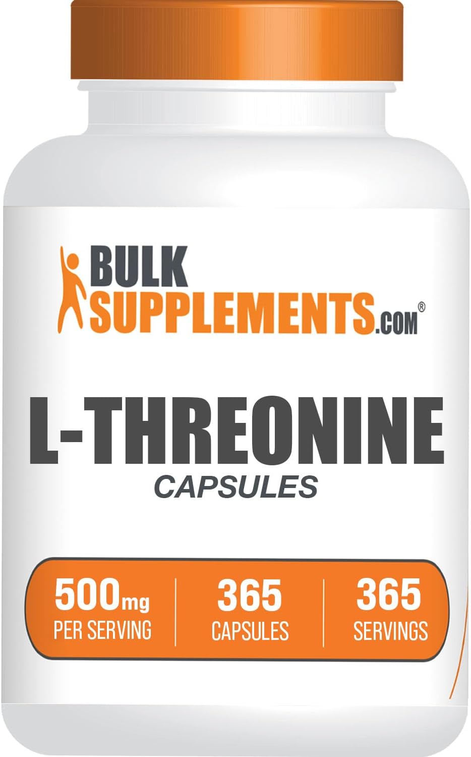 BulkSupplements.com L-Threonine Capsules – 500 mg, 365 Capsules (Pack of 1) - görsel 1