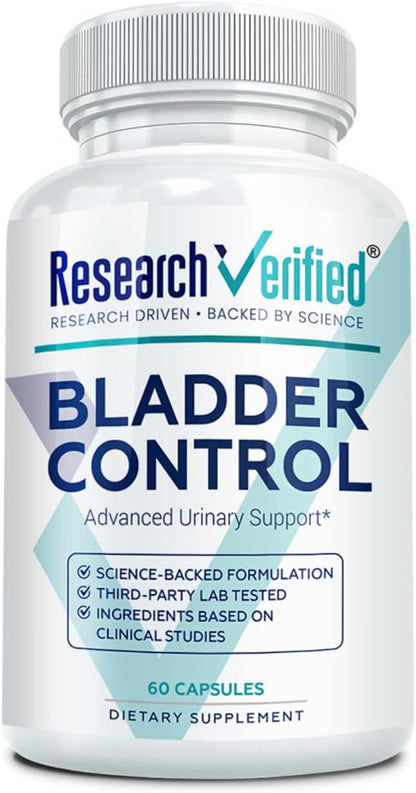 Research Verified Bladder Control - Leakage and Urgency - Pumpkin Seed, Soya Isoflavones, Thiamine - 60 Vegan Capsules