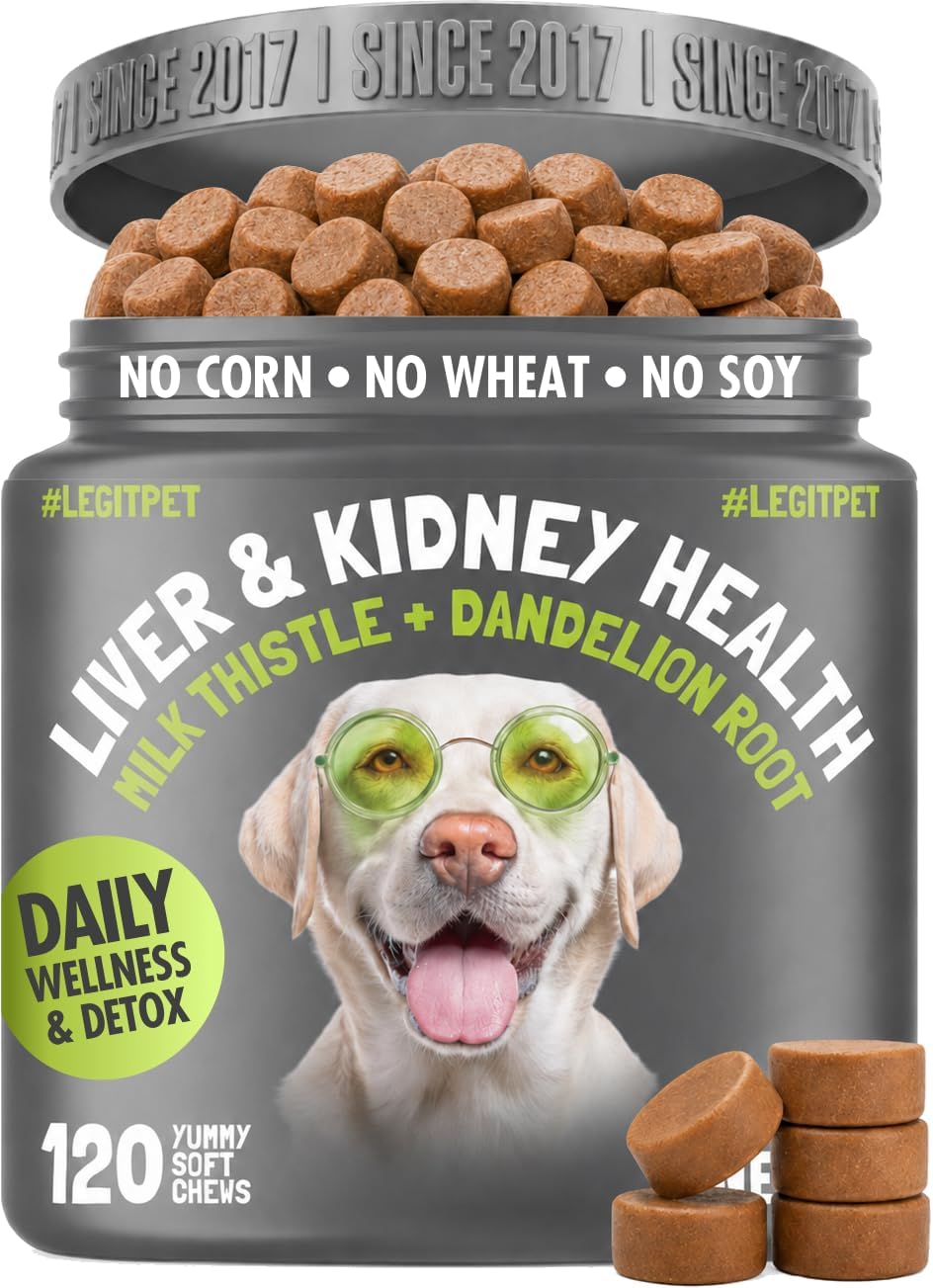 LEGITPET Liver & Kidney Support for Dogs with Milk Thistle, Dandelion Root & Turmeric - 120 Soft Chews - görsel 1
