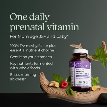 New Chapter Prenatal Vitamins, One Daily Prenatal Multivitamin Enhanced for Age 35+ with Methylfolate + Choline for Healthy Mum & Baby, Gluten-free & Non-GMO - 30 ct