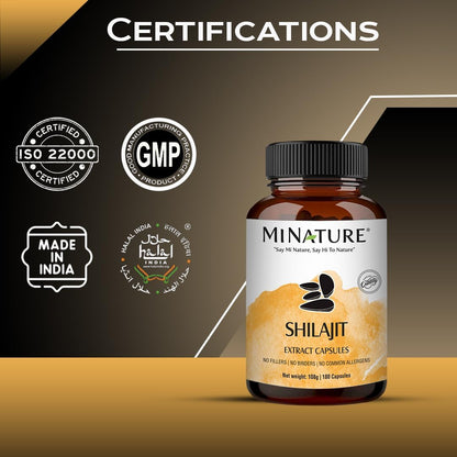Shilajit Capsules – Non-GMO Extract by mi Nature | 180 Veg Caps | Promotes Vibrant Energy & Vitality | 1000 mg | 100% Pure Shilajit Extract | Fulvic Acid