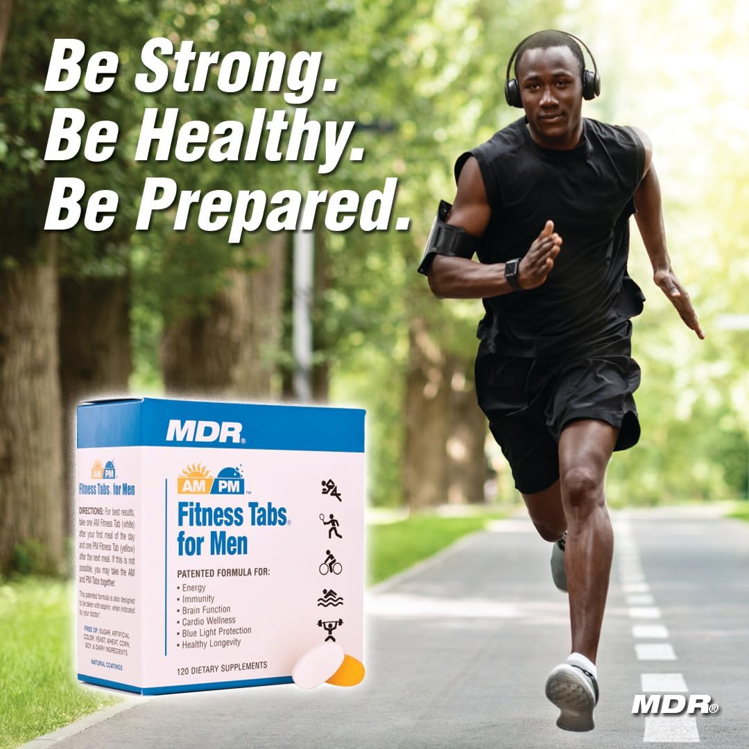 MDR Fitness Tabs Patented AM/PM Multivitamin for Men – Doctor Formulated Daily Supplement with Targeted Nutrients for Energy, Brain Function, Immunity & Cardio Health – Gluten-free – 2 Month Supply - görsel 3