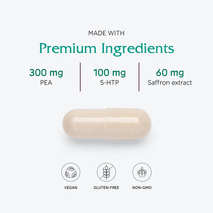 Vitanica FibroFormula - Support for Neuromuscular Relaxation and Neurotransmitter Balance with 5-HTP, PEA, Saffron & Magnesium - Vegan - 60 Capsules