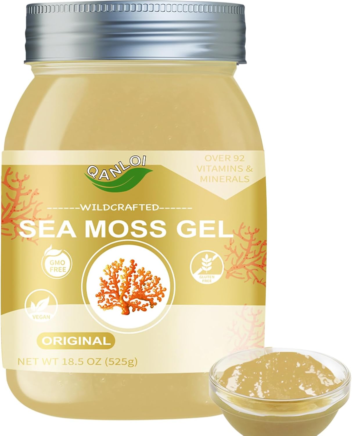 QANLOI Sea Moss Raw Gel – Irish Sea Moss, Green Apple, 15 oz - görsel 8