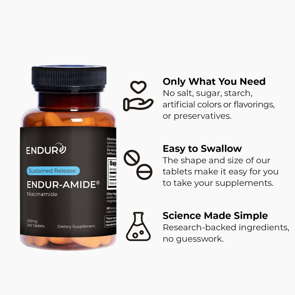 ENDUR-AMIDE - SR (Sustained Release) Niacinamide 500 mg, 200 Tablets - görsel 5