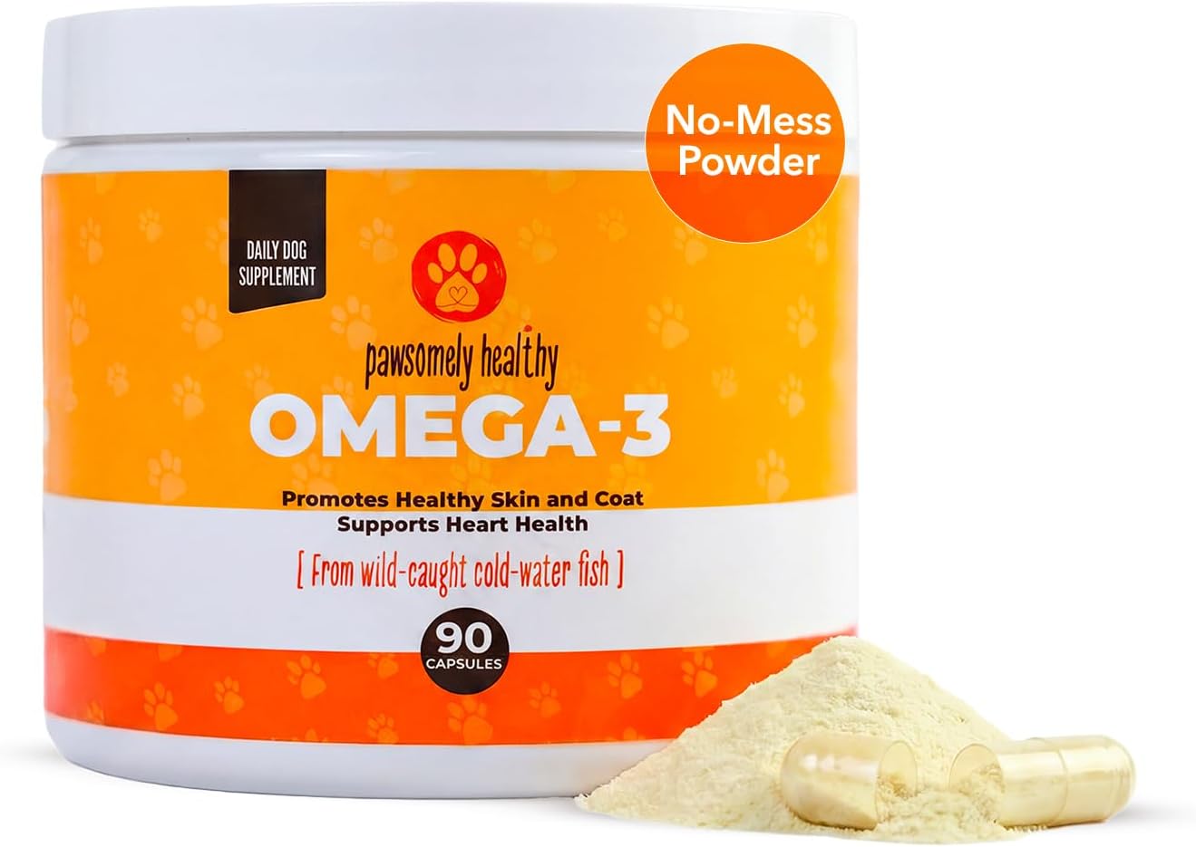 Pawsomely Healthy Omega-3 for Dogs – Mess-Free Powder Capsules, Wild-Caught Anchovy Oil – 90 Count - görsel 1