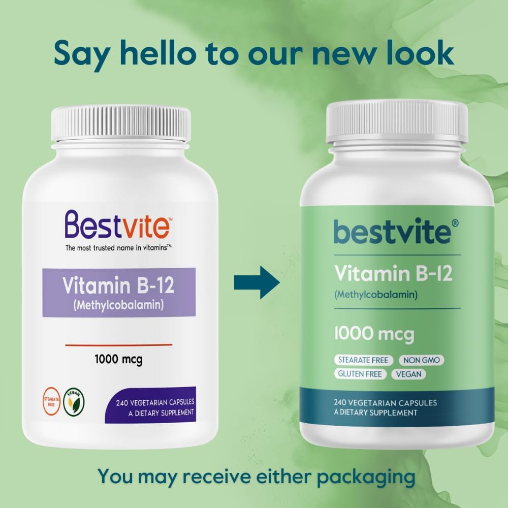 BESTVITE Vitamin B12 (Methylcobalamin) 1000mcg, 240 Vegetarian Capsules - görsel 7
