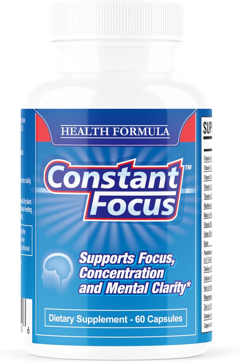 Constant Focus Brain Booster - Natural Herbal Brain Health Supplement for Focus, Memory & Mental Clarity (60 Tablets) - görsel 1