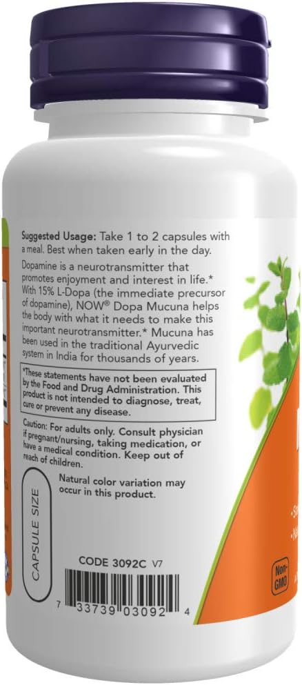 DOPA Mucuna 90 Vegan Capsules by NOW Foods (Pack of 2) - görsel 2