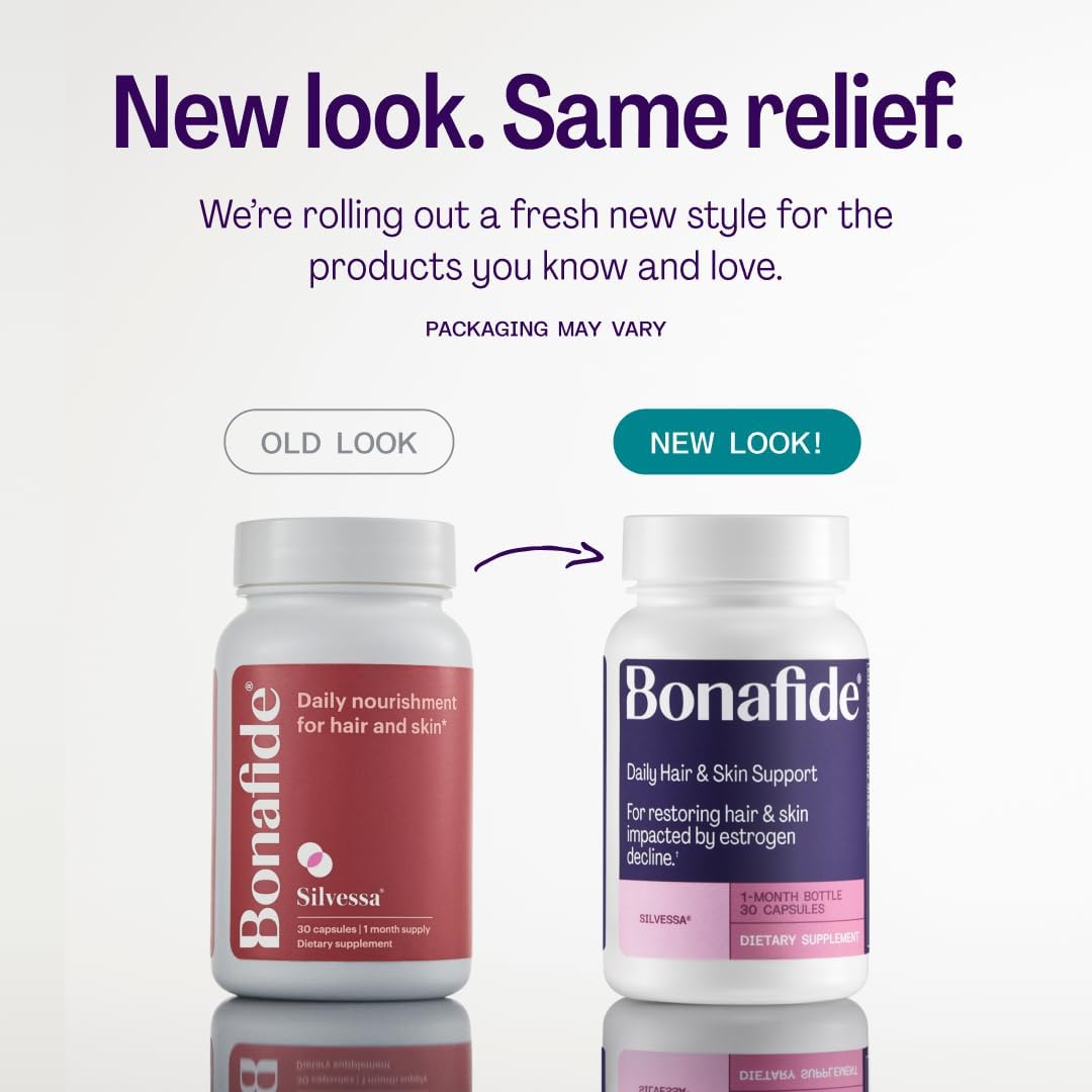Bonafide Silvessa Hair and Skin Support Capsules – Hormone-Free Daily Nourishment for Menopause – 90 Day Supply - görsel 1
