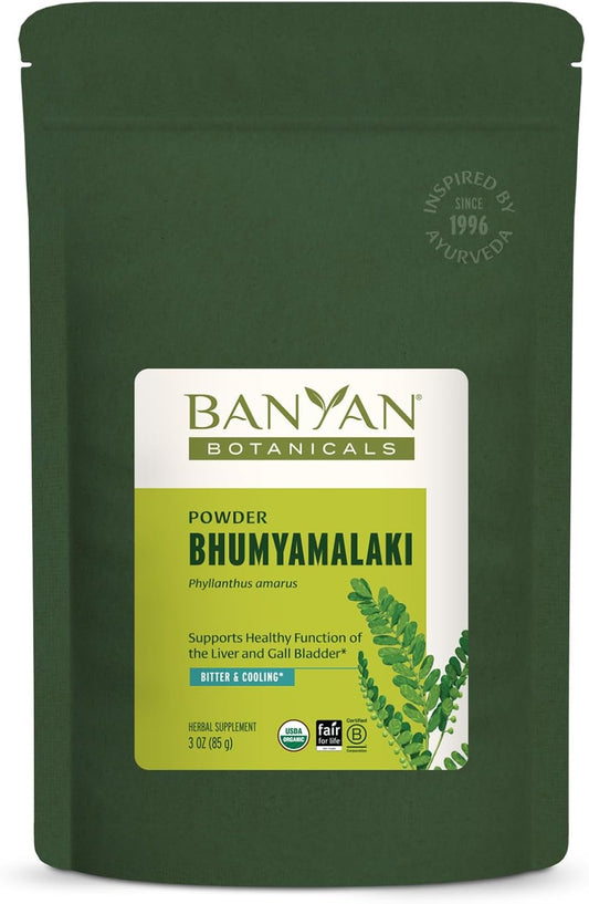 Banyan Botanicals Bhumyamalaki Powder – Organic Bhumyamalaki (Phyllanthus spp.) Herb Powder – Bitter & Cooling – Natural Ayurvedic Liver Detox – 85 g – Non-GMO Sustainably Sourced Vegan