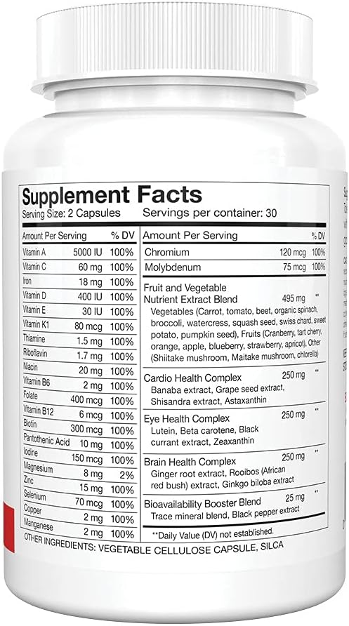 Silver Fern Whole Food Daily Multi Vitamin with Trace Mineral Blend - 4 Bottles - 120 Day Supply - Natural, Non-GM, Vegan, Zero Synthetics - görsel 5