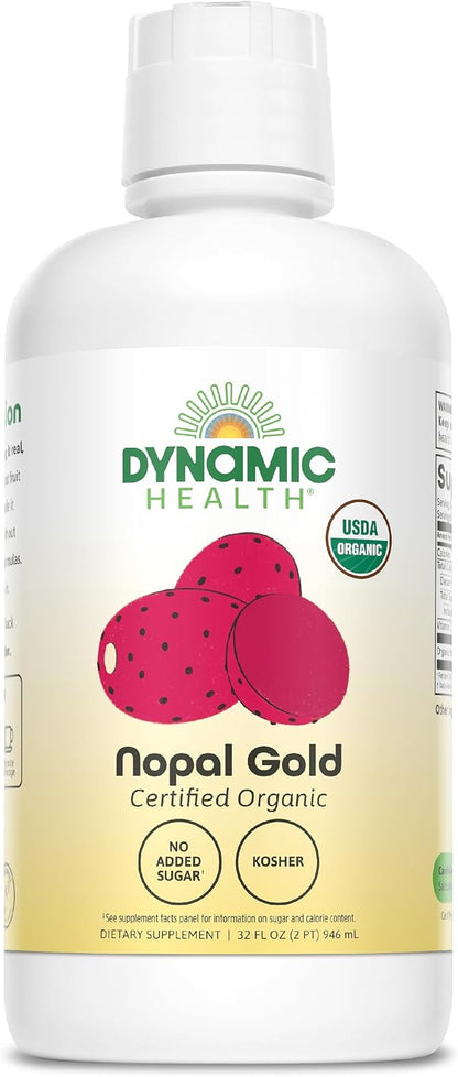 Dynamic Health Nopal Gold, Organic, No Additives, Antioxidant Support, Vegan, Gluten-free, Non-GMO, 946 ml