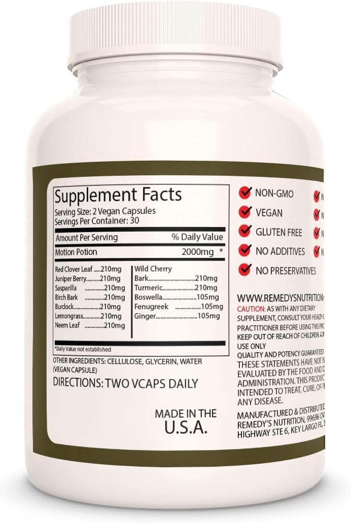 Remedy's Nutrition Motion Potion Herbal Supplement - 1000 mg, 60 Vegan Capsules (Two Months' Supply) - görsel 2